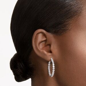 Swarovski Matrix Cut Silver Crystal Hoop Earrings NIB Retail:$189